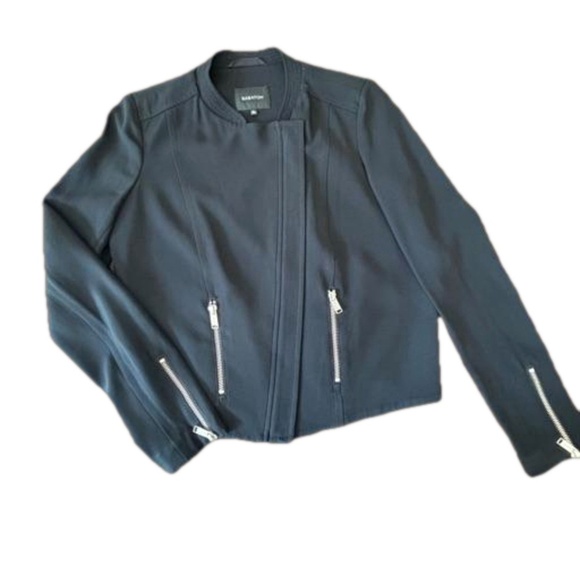 Babaton Aritzia black crop moto asymmetrical zip up blazer jacket size 0 - Picture 4 of 16